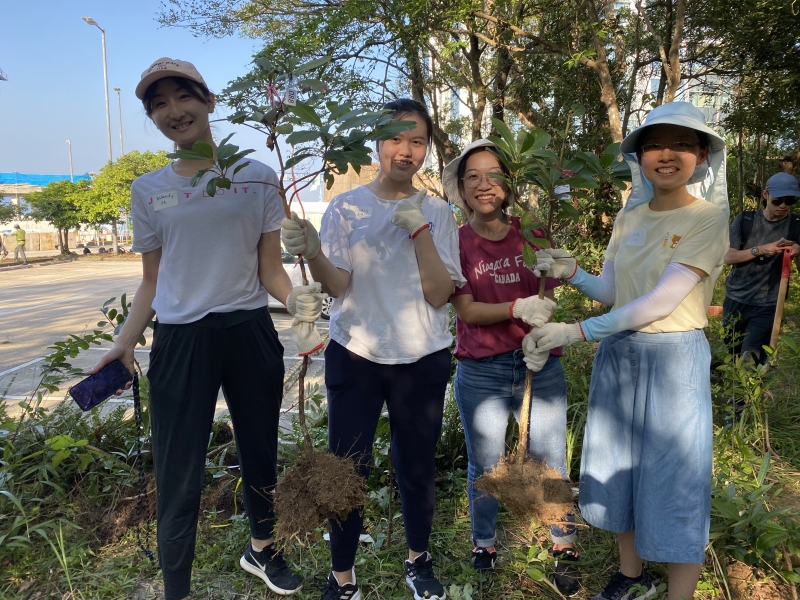 The group walked to the Chinese Garden to transplant the rescued saplings using the Miyawaki method, renowned for ecological restoration and afforestation.